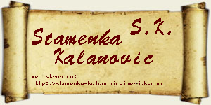Stamenka Kalanović vizit kartica